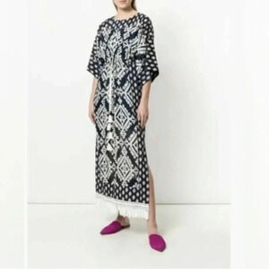 NEW Tory Burch Beatrice Dress Tapestry Geo Caftan Fringe Size 4 B472